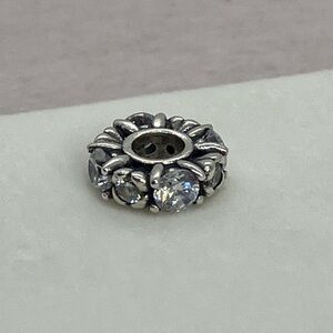 925 Sterling Silver & Clear Cz Tulip / Heart & Claw Setting Spacer Charm